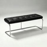 Modern Leather Ottoman with Chrome Base | Footrest & Bench - StoolTopiaOttoman