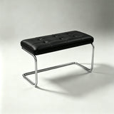 Modern Leather Ottoman with Chrome Base | Footrest & Bench - StoolTopiaOttoman