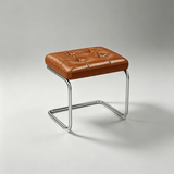 Modern Leather Ottoman with Chrome Base | Footrest & Bench - StoolTopiaOttoman