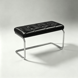 Modern Leather Ottoman with Chrome Base | Footrest & Bench - StoolTopiaOttoman