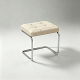 Modern Leather Ottoman with Chrome Base | Footrest & Bench - StoolTopiaOttoman