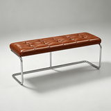 Modern Leather Ottoman with Chrome Base | Footrest & Bench - StoolTopiaOttoman