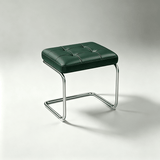 Modern Leather Ottoman with Chrome Base | Footrest & Bench - StoolTopiaOttoman