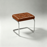 Modern Leather Ottoman with Chrome Base | Footrest & Bench - StoolTopiaOttoman