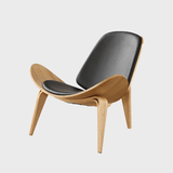 Modern Leather Sling Lounge Chair with Wooden Frame - StoolTopia