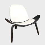 Modern Leather Sling Lounge Chair with Wooden Frame - StoolTopia