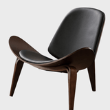 Modern Leather Sling Lounge Chair with Wooden Frame - StoolTopia