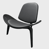 Modern Leather Sling Lounge Chair with Wooden Frame - StoolTopia