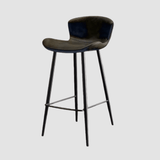 Modern Leather Upholstered Bar Stool with Carbon Steel Frame | Ergonomic High Stool in Crazy Horse or Saddle Leather - StoolTopia