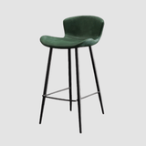 Modern Leather Upholstered Bar Stool with Carbon Steel Frame | Ergonomic High Stool in Crazy Horse or Saddle Leather - StoolTopia