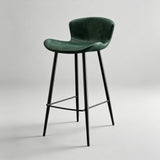 Modern Leather Upholstered Bar Stool with Carbon Steel Frame | Ergonomic High Stool in Crazy Horse or Saddle Leather - StoolTopia