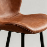 Modern Leather Upholstered Bar Stool with Carbon Steel Frame | Ergonomic High Stool in Crazy Horse or Saddle Leather - StoolTopia