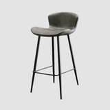 Modern Leather Upholstered Bar Stool with Carbon Steel Frame | Ergonomic High Stool in Crazy Horse or Saddle Leather - StoolTopia