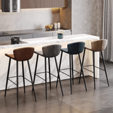 Modern Leather Upholstered Bar Stool with Carbon Steel Frame | Ergonomic High Stool in Crazy Horse or Saddle Leather - StoolTopia