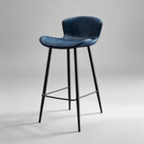 Modern Leather Upholstered Bar Stool with Carbon Steel Frame | Ergonomic High Stool in Crazy Horse or Saddle Leather - StoolTopia