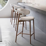 Modern Linen Upholstered Bar Stool with Solid Wood Base – Customizable Colors & Heights - StoolTopia