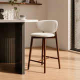 Modern Linen Upholstered Bar Stool with Solid Wood Base – Customizable Colors & Heights - StoolTopia