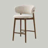 Modern Linen Upholstered Bar Stool with Solid Wood Base – Customizable Colors & Heights - StoolTopia