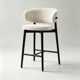 Modern Linen Upholstered Bar Stool with Solid Wood Base – Customizable Colors & Heights - StoolTopia