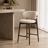 Modern Linen Upholstered Bar Stool with Solid Wood Base – Customizable Colors & Heights - StoolTopia