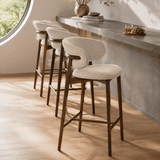 Modern Linen Upholstered Bar Stool with Solid Wood Base – Customizable Colors & Heights - StoolTopia
