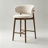 Modern Linen Upholstered Bar Stool with Solid Wood Base – Customizable Colors & Heights - StoolTopia