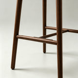 Modern Linen Upholstered Bar Stool with Solid Wood Base – Customizable Colors & Heights - StoolTopia