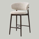 Modern Linen Upholstered Bar Stool with Solid Wood Base – Customizable Colors & Heights - StoolTopia