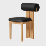 Modern Minimalist Chair with Upholstered Roll Backrest - StoolTopia