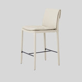 Modern Minimalist Counter & Bar Stool – Carbon Steel Frame, Microfiber Leather Upholstery, 65/75 cm Seat Height - StoolTopia