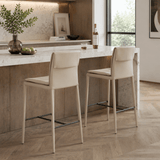 Modern Minimalist Counter & Bar Stool – Carbon Steel Frame, Microfiber Leather Upholstery, 65/75 cm Seat Height - StoolTopia