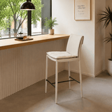Modern Minimalist Counter & Bar Stool – Carbon Steel Frame, Microfiber Leather Upholstery, 65/75 cm Seat Height - StoolTopia