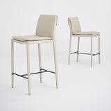 Modern Minimalist Counter & Bar Stool – Carbon Steel Frame, Microfiber Leather Upholstery, 65/75 cm Seat Height - StoolTopia
