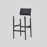 Modern Minimalist Mixed - Material Bar Stool – Saddle Leather Backrest, Breathable Cotton - Linen Seat & Solid Wood Frame for Kitchen Islands & Contemporary Interiors - StoolTopia