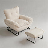Modern Minimalist Upholstered Accent Chair with Ottoman for Living Room - StoolTopia