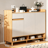 Modern Nordic Shoe Cabinet with Drawer and Open Storage – 3 - Door Entryway Shoe Organizer with Elevated Legs - StoolTopia