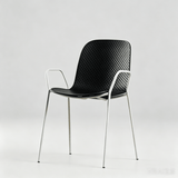 Modern Perforated Plastic Dining Chair with Metal Frame for Contemporary Spaces - StoolTopia