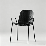 Modern Perforated Plastic Dining Chair with Metal Frame for Contemporary Spaces - StoolTopia