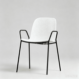 Modern Perforated Plastic Dining Chair with Metal Frame for Contemporary Spaces - StoolTopia