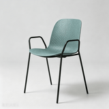 Modern Perforated Plastic Dining Chair with Metal Frame for Contemporary Spaces - StoolTopia