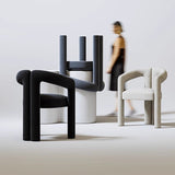 Modern Polar Fleece Dining Chair – Minimalist Upholstered Armchair with Sculptural Design - StoolTopia