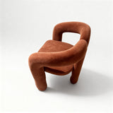 Modern Polar Fleece Dining Chair – Minimalist Upholstered Armchair with Sculptural Design - StoolTopia