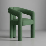 Modern Polar Fleece Dining Chair – Minimalist Upholstered Armchair with Sculptural Design - StoolTopia
