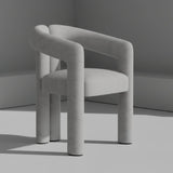Modern Polar Fleece Dining Chair – Minimalist Upholstered Armchair with Sculptural Design - StoolTopia