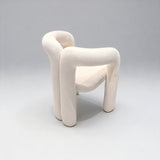 Modern Polar Fleece Dining Chair – Minimalist Upholstered Armchair with Sculptural Design - StoolTopia