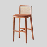 Modern Rattan and Wood Bar Stool with Cushioned Seat - StoolTopia