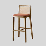 Modern Rattan and Wood Bar Stool with Cushioned Seat - StoolTopia