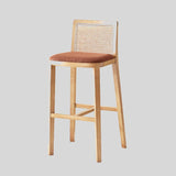 Modern Rattan and Wood Bar Stool with Cushioned Seat - StoolTopia