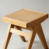 Modern Rattan and Wood Bench - Natural Woven Seat with Solid Wood Frame - StoolTopia