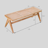 Modern Rattan and Wood Bench - Natural Woven Seat with Solid Wood Frame - StoolTopia